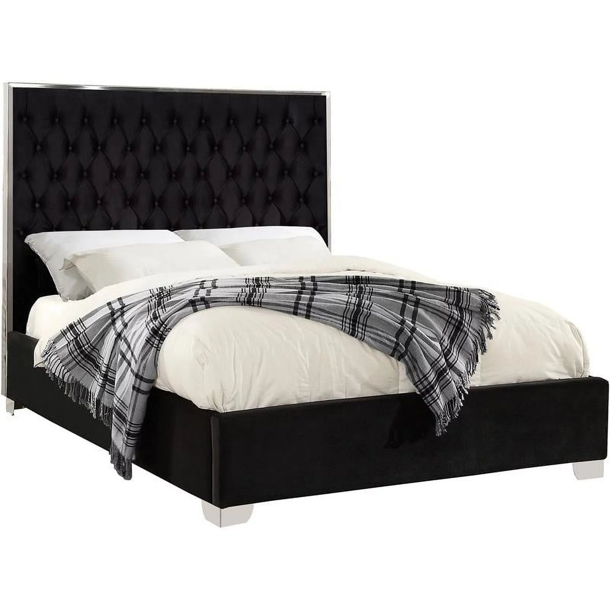 Black Velvet Solid Wood Full Bed D420703