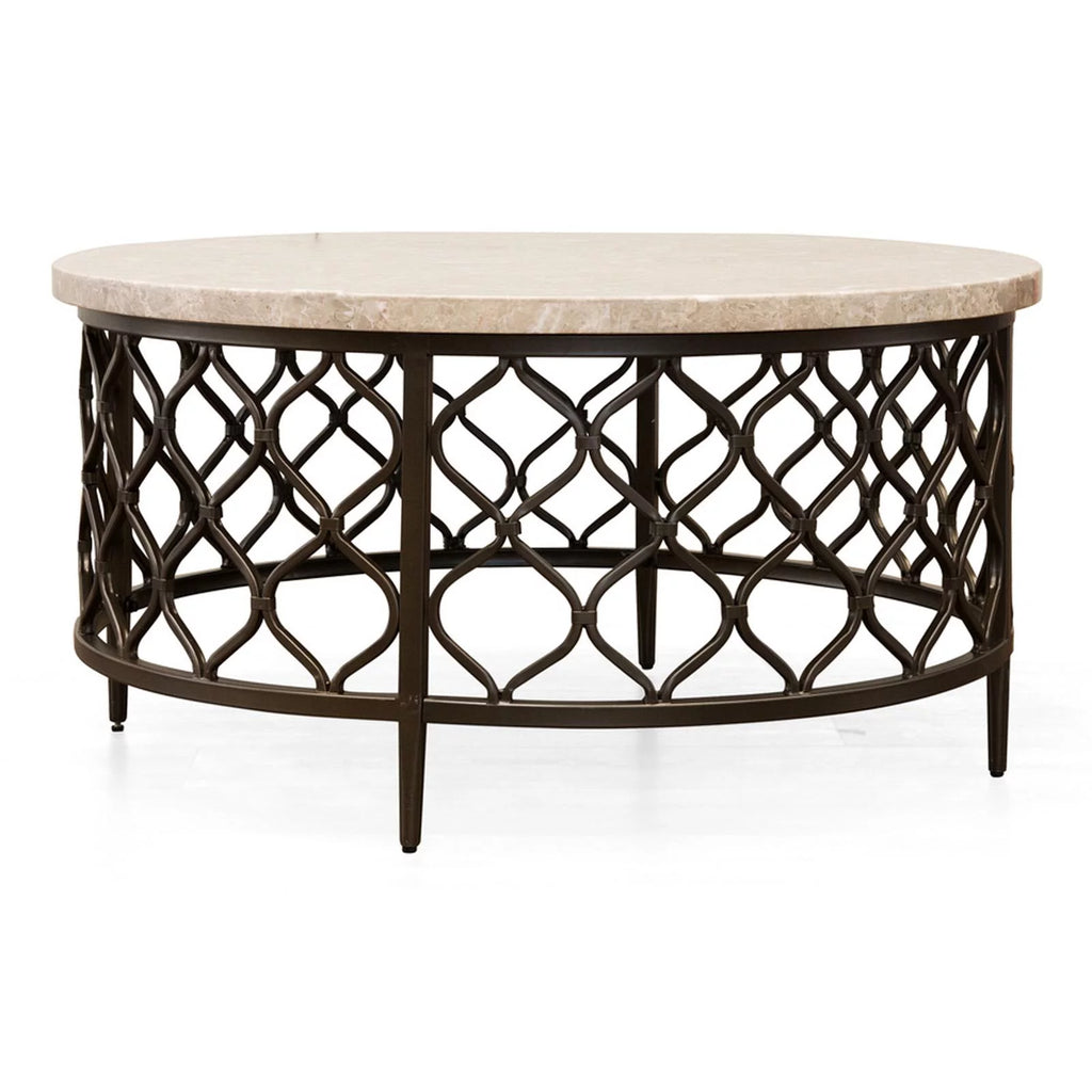 Round Metal Base Coffee Table with White Stone Top N21990