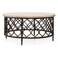 Round Metal Base Coffee Table with White Stone Top N21990