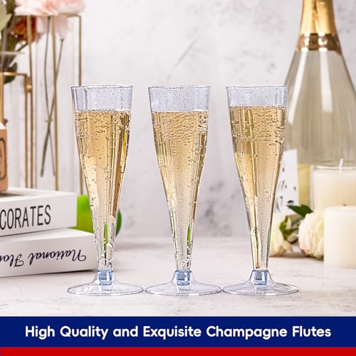 100 Pack 4.5 oz Clear Plastic Champagne Flutes H428