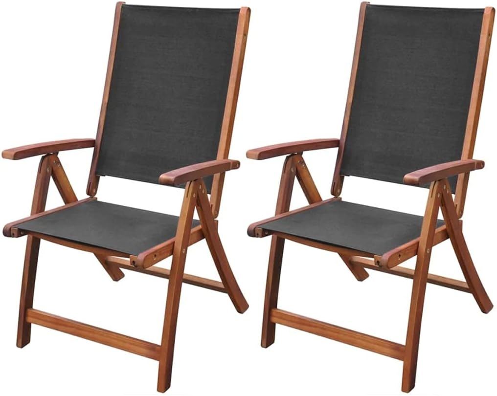 2X Solid Acacia Wood Garden Folding Chair Y40950