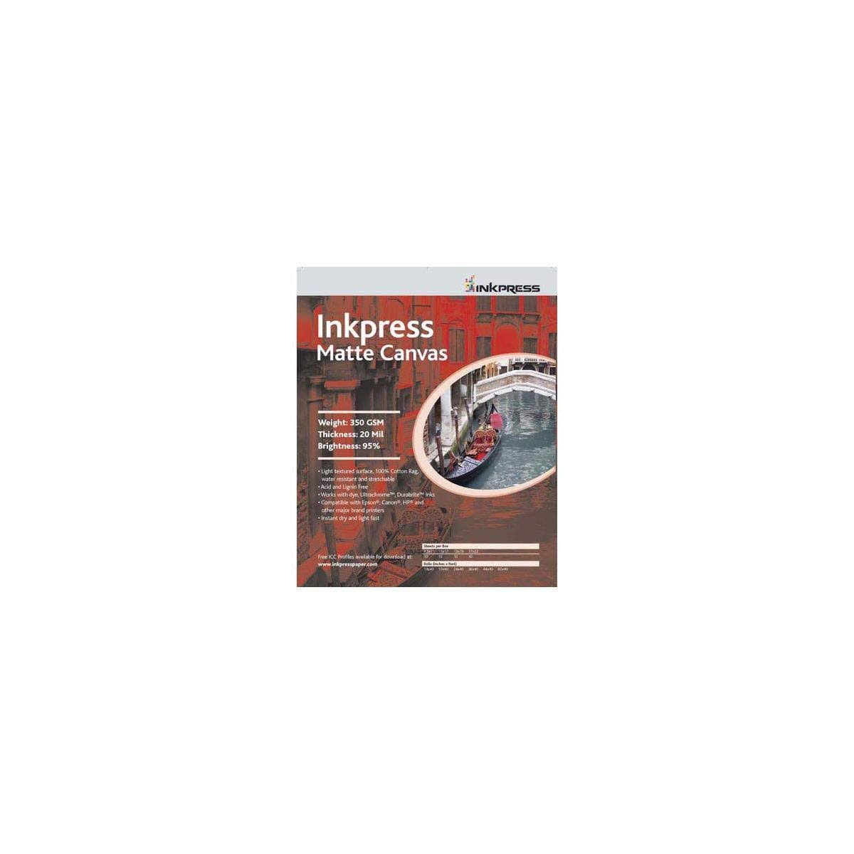 Matte Canvas, Waterproof, Bright White, 20 mil, 350 gsm, 13x19 inch, 10 Sheets B546939
