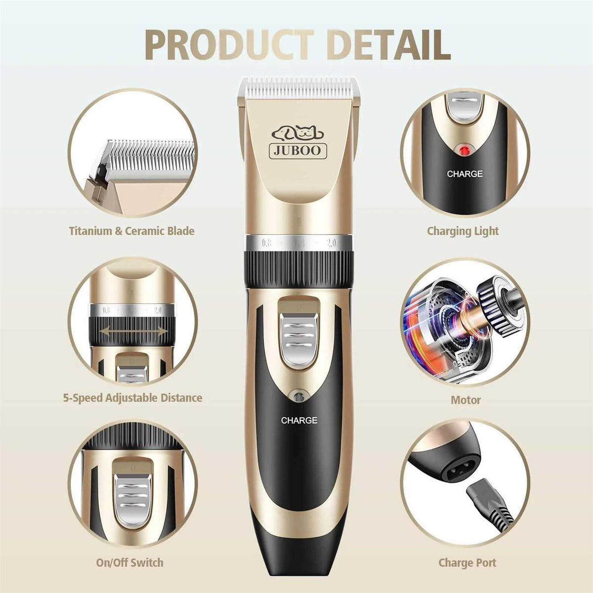Dog Clippers Low Noise Rechargeable Cordless Grooming Kit M720