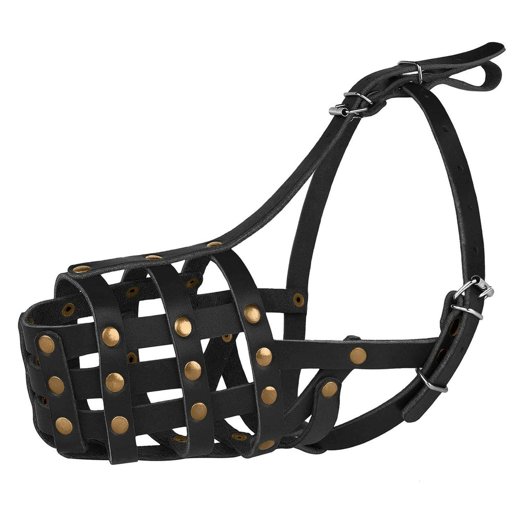 Leather Dog Muzzle Adjustable Breathable Medium Large Breeds L6038