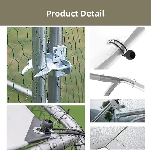Large Walk-in Metal Chicken Coop with Waterproof Cover B45992