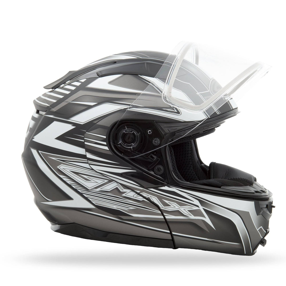 Matte Black White Modular Snow Helmet V825
