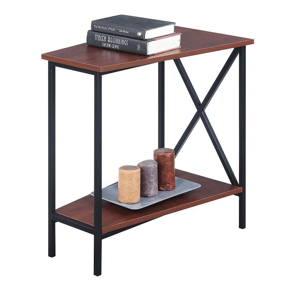 Black and Cherry Wood End Table Set of 2 S516