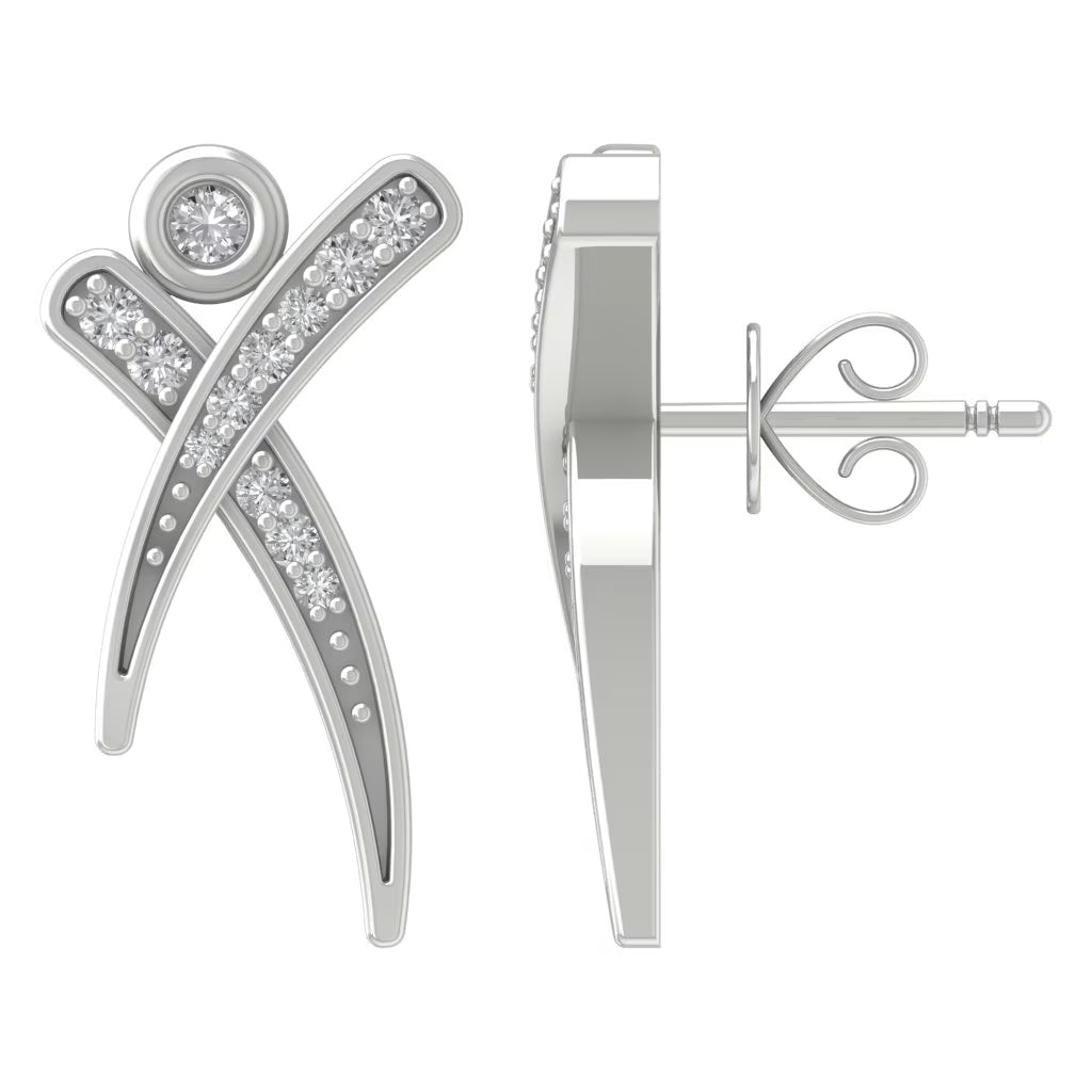 14K White Gold Lab Grown Diamond Stud Earrings A4026