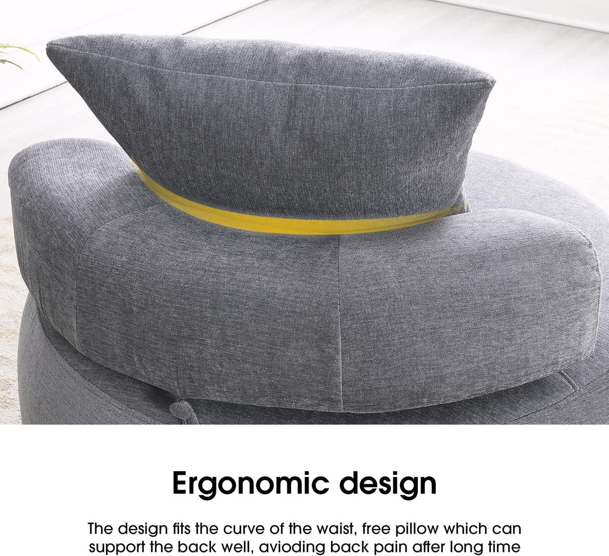 Grey Chenille Upholstered Barrel Chair J44358