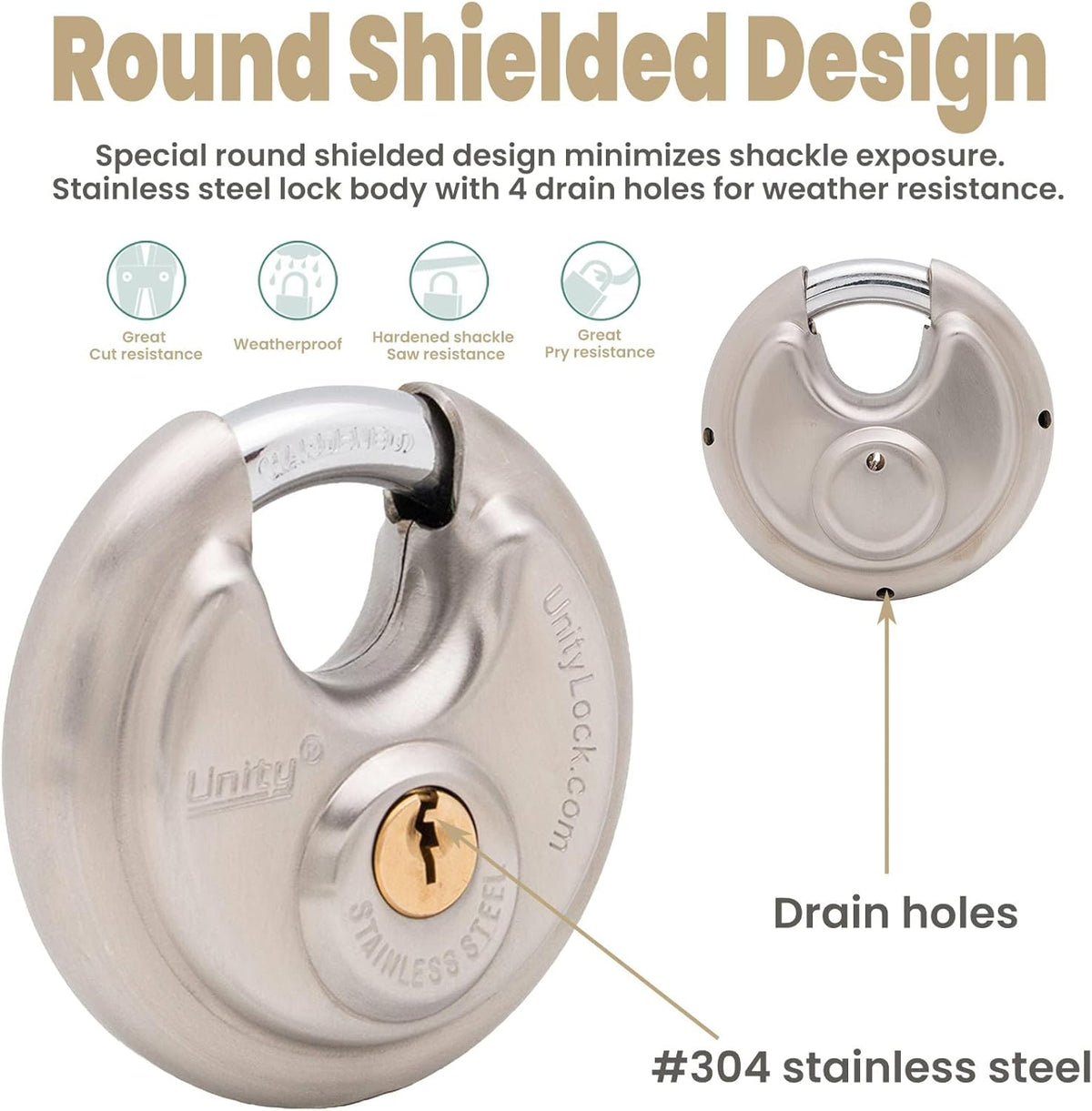 Stainless Steel Disc Padlock, Same Key Open, 2-3/4" (70mm), 12 V2242