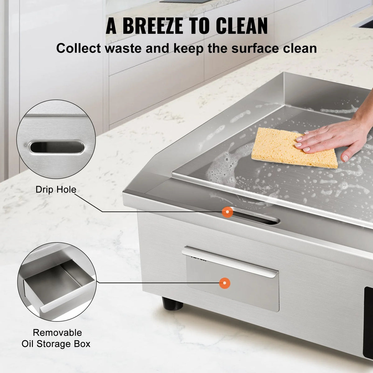 21" 1600W Stainless Steel Electric Griddle M760