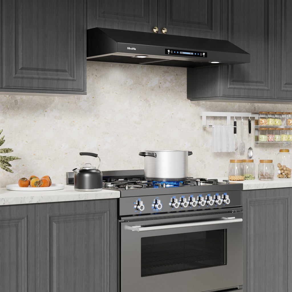 Black Teflon Stainless Steel Under Cabinet Range Hood Y6922
