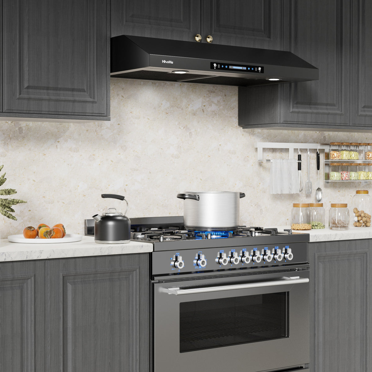 Black Teflon Stainless Steel Under Cabinet Range Hood Y6922