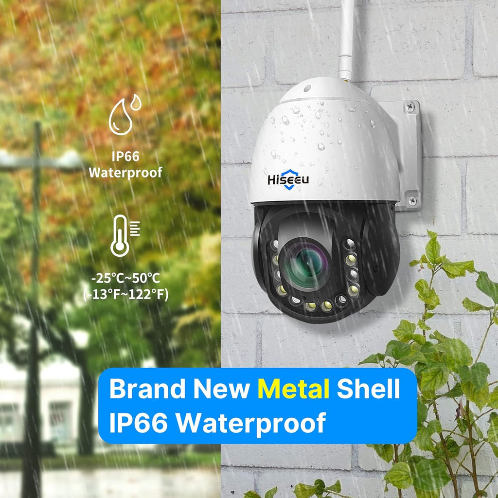 Wireless 30X Optical Zoom PTZ Camera Outdoor Two Way Audio 250ft Night Vision with Floodlight Security Camera T196