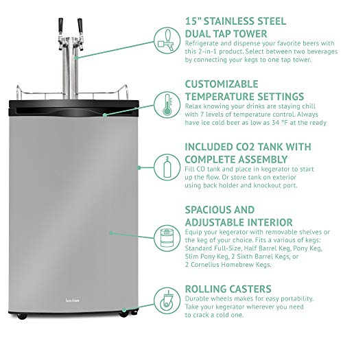 Full Size Dual Tap Draft Beer Dispenser F995
