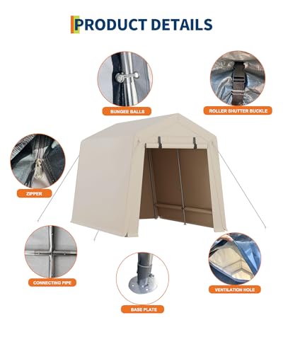 7x10 FT Portable Outdoor Storage Shed with 2 Roll-Up Zipper Doors Y142078