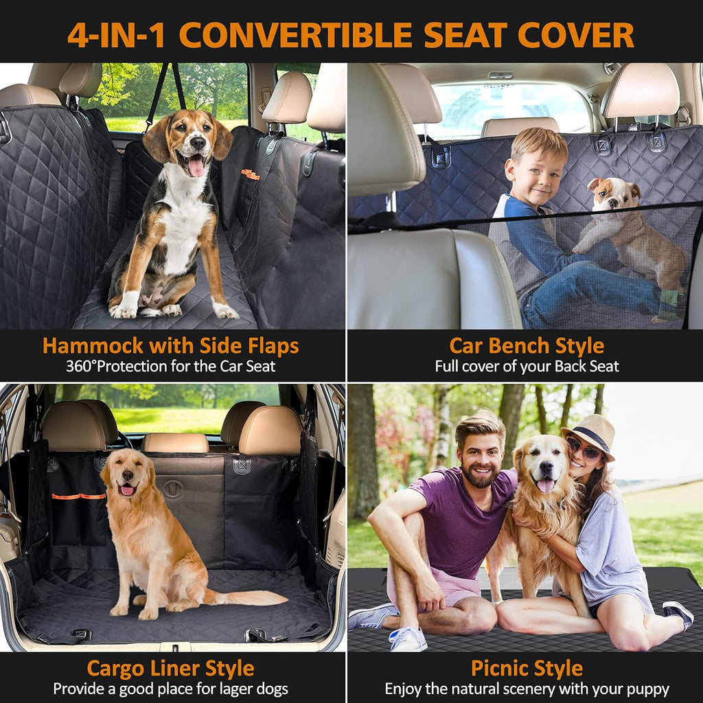 Waterproof Nonslip Dog Seat Cover with 2 Seat Belts and a Pocket W655