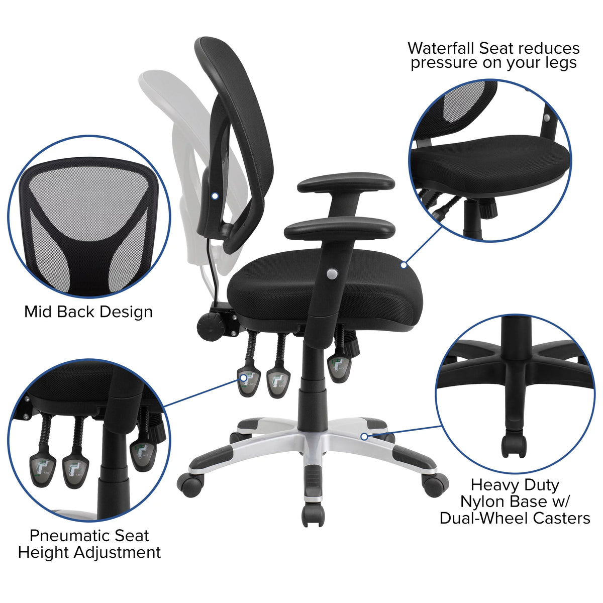 Black Mesh Ergonomic Task Office Chair X449997