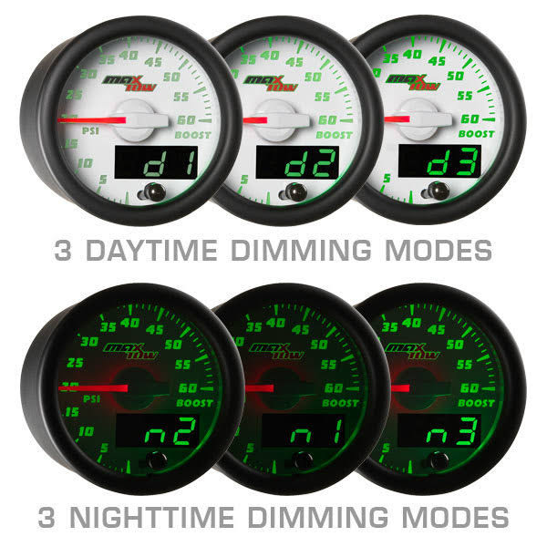 White & Green MaxTow Wideband Air/Fuel Ratio Gauge S7408