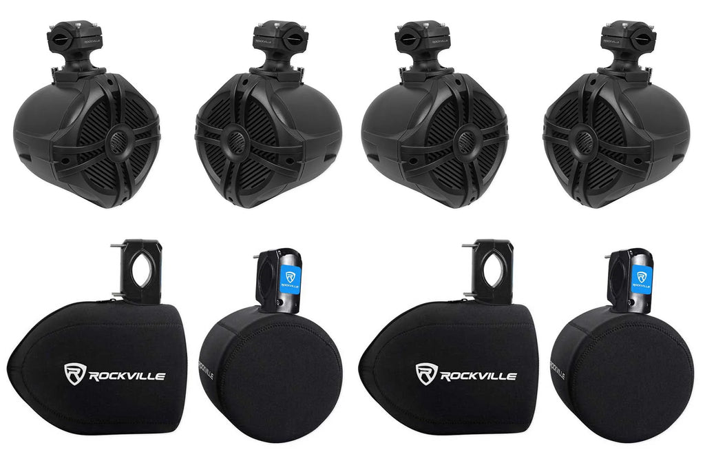 6.5 Black Marine Wakeboard Tower Speakers with Covers U9231