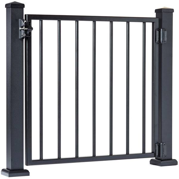 36x22W x 36x22H Fixed Gate with Round Balusters, Textured White Finish N276