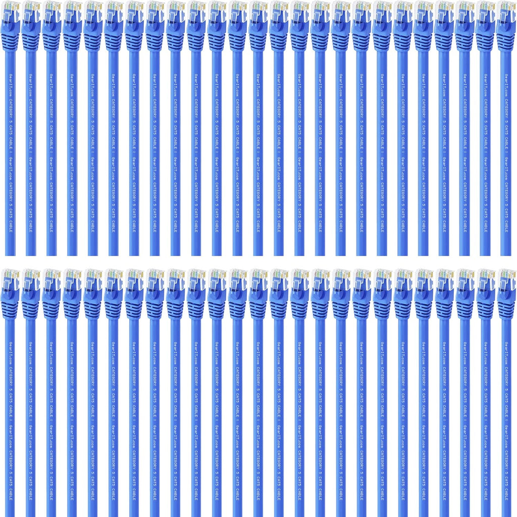 Blue 50-Pack Cat5e Ethernet Patch Cable 3 Feet RJ45 LAN Network Cord T35875
