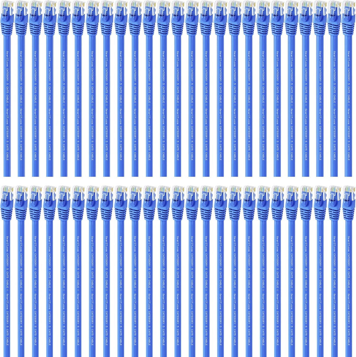 Blue 50-Pack Cat5e Ethernet Patch Cable 3 Feet RJ45 LAN Network Cord T35875