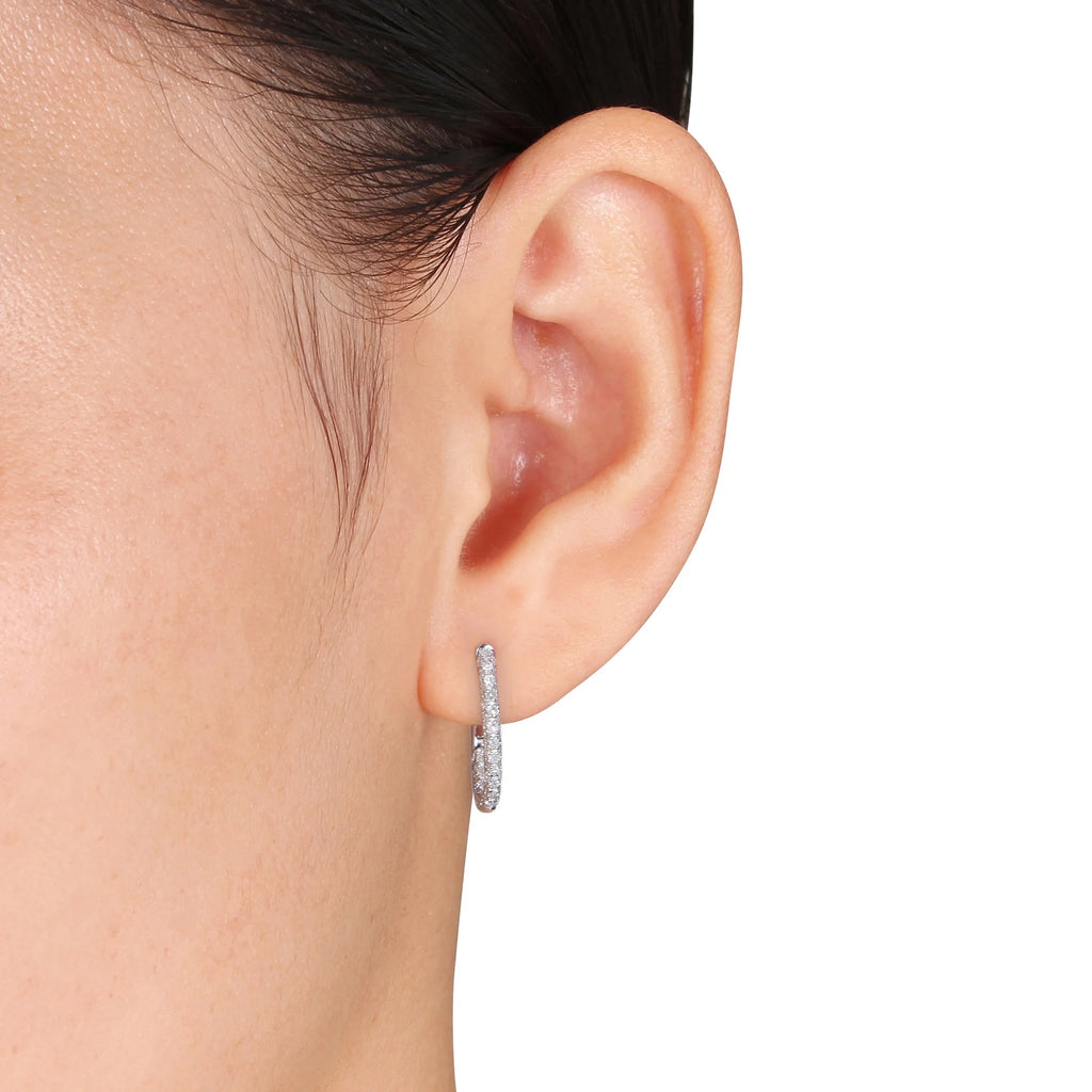 Oval Huggie Hoop Earrings in 10kt White Gold E7099