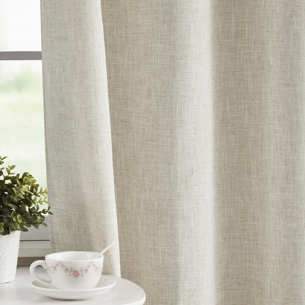Beige Semi Sheer Linen Curtains 2 Panels 40''x84'' Y9065