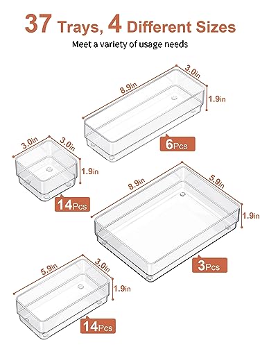 13-Piece Clear Drawer Organizer with Non-Slip Silicone Pads B40384