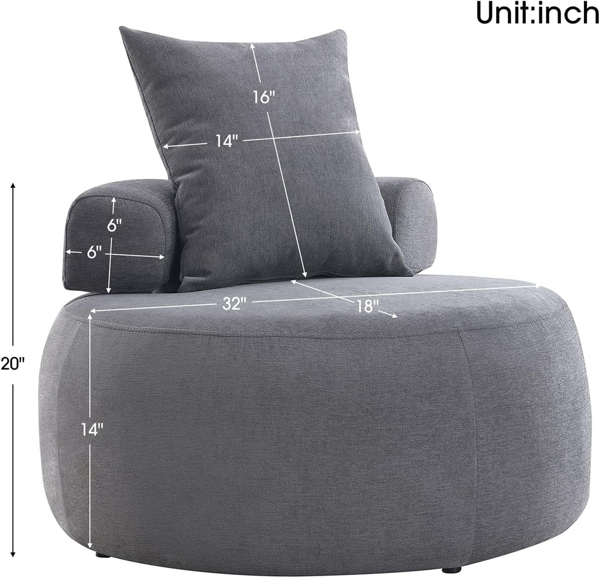Grey Chenille Upholstered Barrel Chair J44358