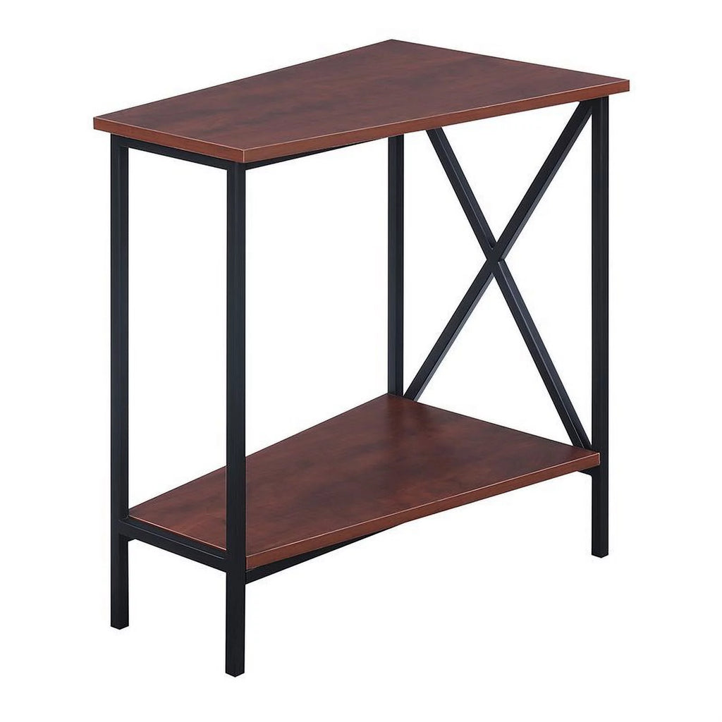 Black and Cherry Wood End Table Set of 2 S516